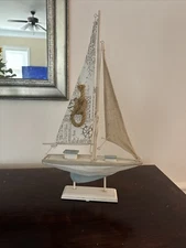Brown Wood Sail Boat Sculpture