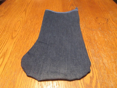 Large Handcrafted Denim Christmas Stocking w gingerbread appliques - Picture 4 of 5