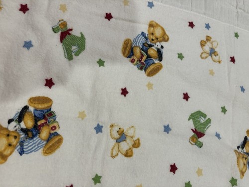 Vtg Blue Jean Teddy Flannel receiving blanket Boy Girl Panda Star Dog Duck Bunny - Picture 4 of 6