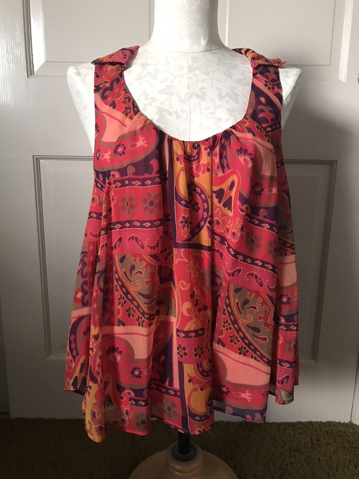 Free People Paisley Halter Top, Large. Multicolored. Gem