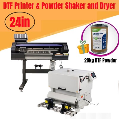 24in (600mm) DTF Printer with Vertical Model Compact DTF Powder Shaker and Dryer