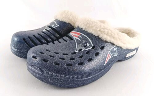 Zapatillas zuecos New England Patriots para hombre 11 azules Sherpa Foco