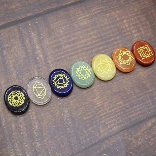 7PCS/Set Chakra Stones Crystal Reiki Healing Energy Palm Natural Gemstone Quartz - Picture 8 of 10
