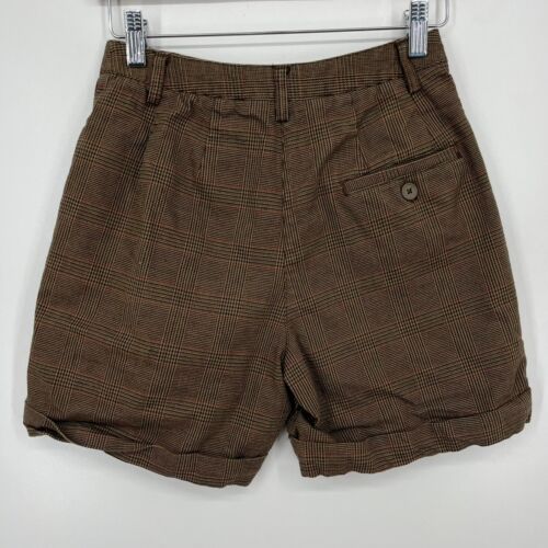 Brandy Melville Trouser Shorts Women's S Brown Check Print 5.5" Inseam High Rise - Picture 4 of 9