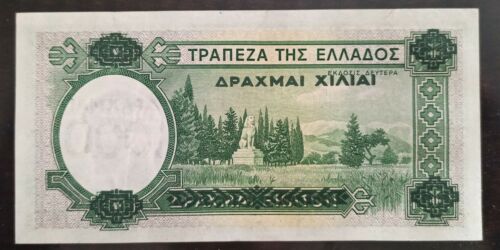 Unc GREECE 100 Drachmai 1939 π¬π· OVERPRINT 1000 π¬π· Grece Grecia Griechenland - Picture 2 of 2