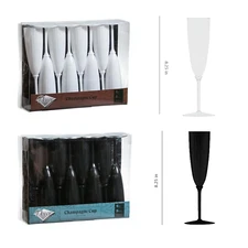 VeZee Plastic Champagne Cup 6 oz 8pc / Pack - Elegant Flute For Dinner Parties