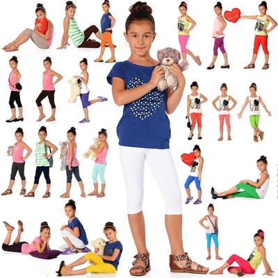 Kinder 3/4 Leggings in 22 Farben Baumwolle Hose Capri , Gr. 92 bis 158 cm, p701