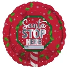 45cm 18" Eurowrap Foil Balloon Helium/Air Ribbon & Straw SANTA STOP HERE Xmas