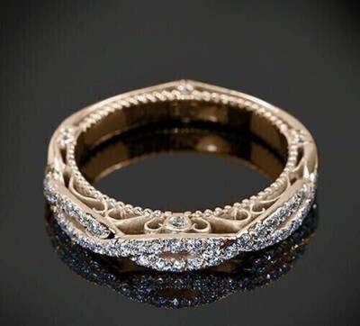 2 CT Simulated Diamond Eternity Art-deco  Wedding Band Ring 14K Yellow Gold Over