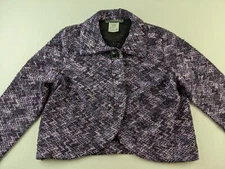Vintage Jolibel Women 6 Purple Knit Wool Blend Cropped Jacket 1-Button Front U2