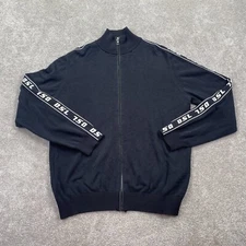 Diesel DSL 750 K-ker-a Full Zip Cardigan Sweater Mock Neck Men's Size L Black