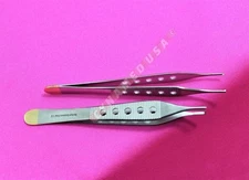 GERMAN 2 ADSON FINE TISSUE PLASTIC SURGERY FORCEP 1X2T W/ FENESTRATED GOLD HNDL