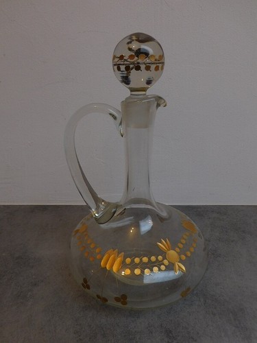 CARAFE EN CRISTAL DECOR A LA DORURE AVEC SON BOUCHON - Photo 12 sur 12
