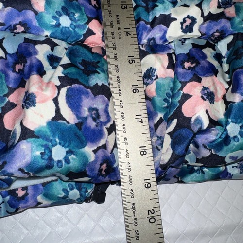 Gymboree Puffer Vest Girls Size Large 10/12 Multicolor Front Zip Floral Blue - Picture 6 of 6
