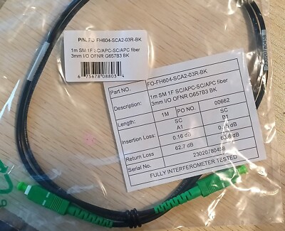 1M SM Simplex SC/APC to SC/APC G657B3 Fiber Cable - 3mm Indoor/Outdoor OFNR 