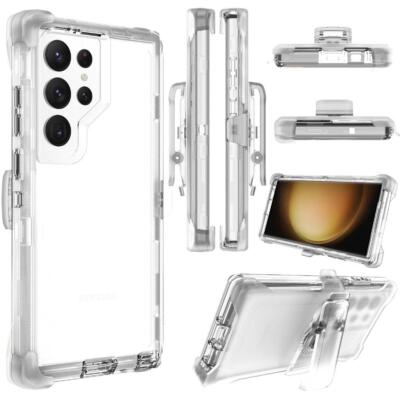 For Galaxy S24 Ultra S24 Plus S23 S22 Armor Clear Holster Case fit Otterbox Clip