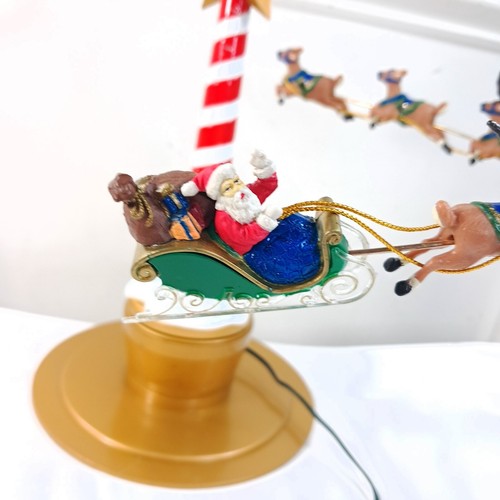 Mr. Christmas Floating Tree Top Santa Reindeer Sleigh Rotating Motion Topper - Photo 3/19