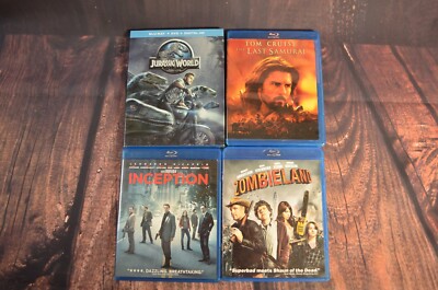 Blu-ray lot of 4 Last Samurai Inception Jurassic World Zombieland Acttion Movies
