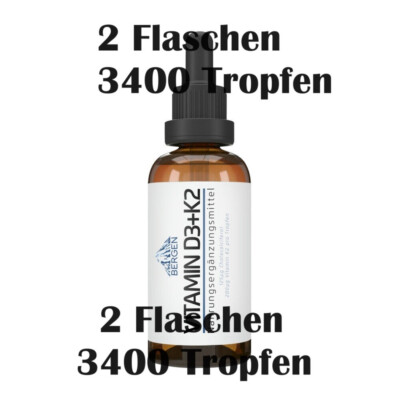 Vitamin D3 + K2 flüssig 100ml 3400 Tropfen D3  1000 IE K2 Menaquinon MK-7 20µg