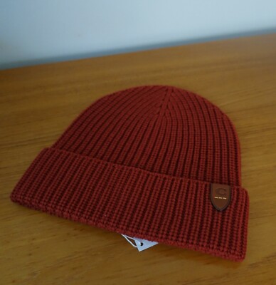 COACH EMBOSSED RIB KNIT MERINO WOOL HAT BEANIE IN TERRACOTA  display picture 1