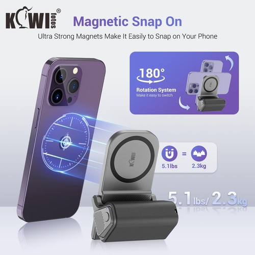 Magnetic Snap Grip Handle w/ Bluetooth Remote for IOS iPhone 16 15 14 13 Pro Max - 第 3/8 張圖片
