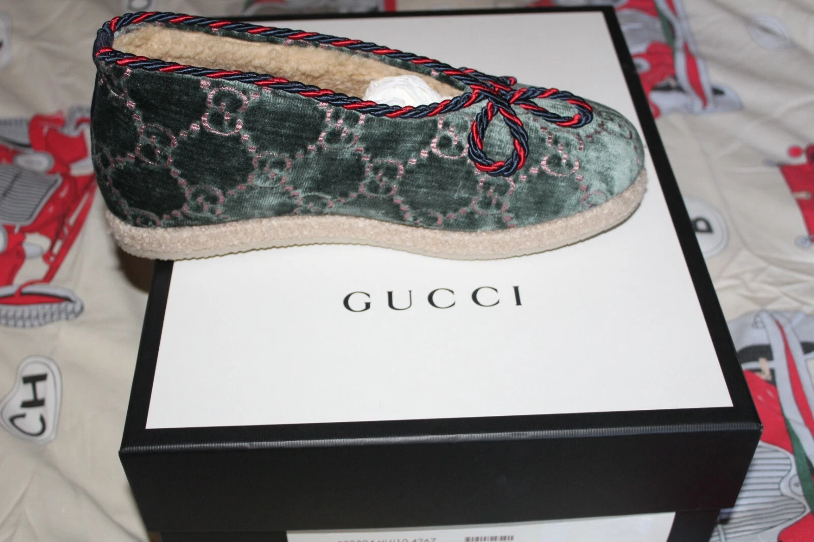 Chaussures bottes Gucci vert GG velours amd fria laine Italie pointure 7,5 (41,5) neuves dans leur boîte