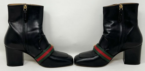 GUCCI 432063 GG Marmont Monogram Black Leather Ankle Boots - US 6.5 / INT 36.5 - Picture 4 of 16