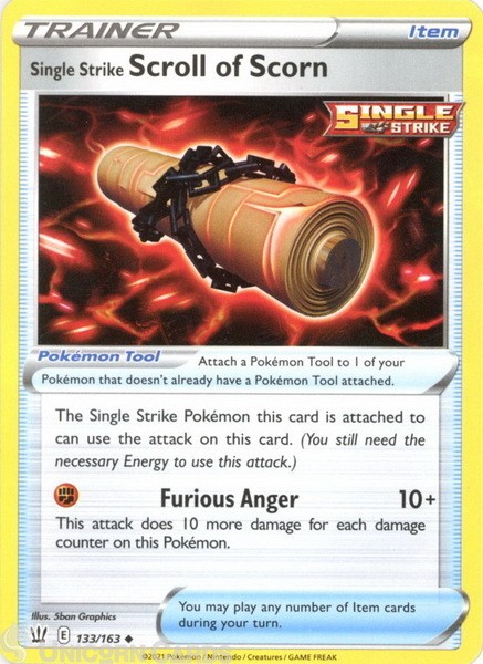 Single Strike Scroll of Scorn 133/163 Uncommon Mint Pokemon Card
