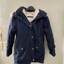 Abercrombie  Fitch Kids Navy Ski Jacket with Pink Faux Fur Hoodie Size 11/12