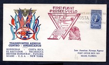 Costa Rica - 1943 TACA Primo Volo Copertura Posta Aerea San Jose a Miami, Florida