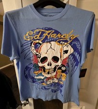 Ed Hardy Ace Skull T-Shirt NEW With Rhinestones Size Medium