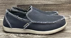 Crocs Shoes Mens Size 10 Blue Canvas Slip On Casual Comfort Loafers Frayed Trim