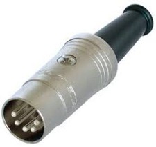 Rean/Neutrik DIN 5 Pin Male Connector - Nickel/Nickel - NYS322