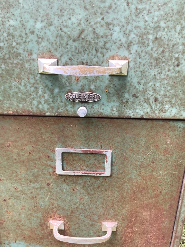 古董 Cole 钢制文件柜带折叠工作区 — 第 2/4 张图片