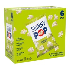 SkinnyPop Popcorn, Original, Whole Grain, Dairy-Free 0.65 Ounce Pack of 6