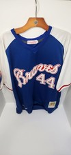 Mitchell & Ness Hank Henry Aaron 1974 Atlanta Braves Blue XL Cooperstown Jersey