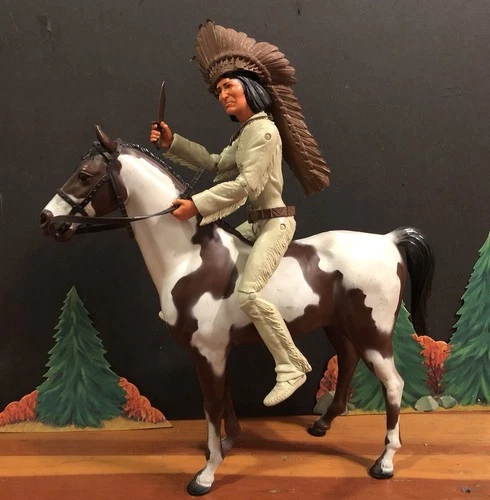 Vtg 1960’s Marx Johnny West GERONIMO & Storm Cloud Horse Figures