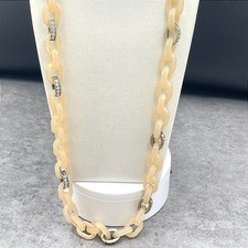 VTG Nude Tone Rhinestone Embellished Faceted Resin Chunky Link Statement Y2K Bib