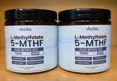 Lot of 2 Vocks L-Methylfolate 5-MTHF 90 Ct each Mood Support Energy Focus 02/28