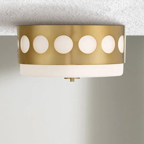 Crystorama Kirby 13 1/4"Wide Vibrant Gold Drum Ceiling Light - Picture 1 of 7