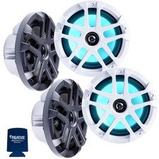Memphis Audio MXA80L 8" Marine Speakers: 2 Pairs, Black/White Grills, RGB LED
