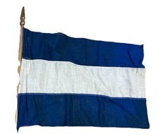 Vintage Honduras Flag 16x11 Cotton Sewn Stripes w/ Original Parade Staff