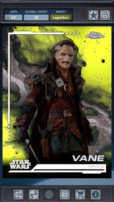 Topps Digital Star Wars Card Trader Chrome Yellow Legendary Vane 50cc!!