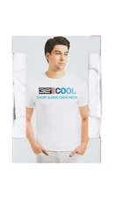 32 Degrees Cool Men's 3 Pack Short Sleeve Crew Neck Shirt, White, Size L