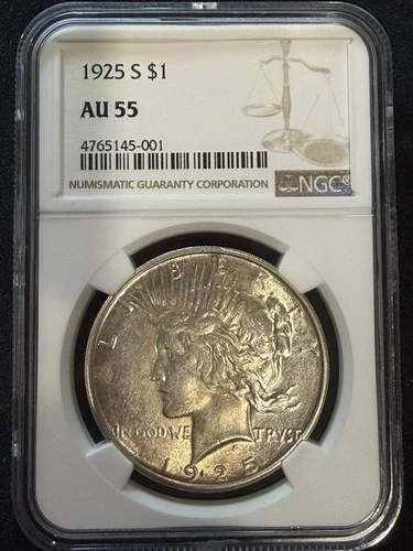 1925 S Peace Silver Dollar NGC AU-55