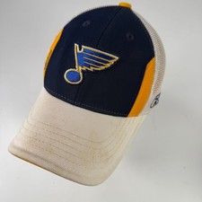 Reebok St Louis Blues Hat Boys Navy Blue Yellow Mesh Baseball Cap NHL