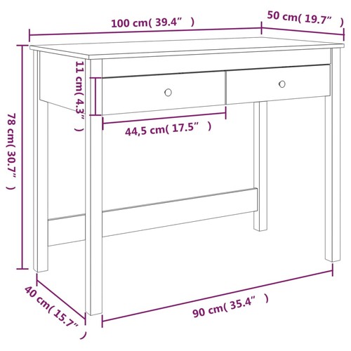 Scrivania cassetti 100x50x78 cm legno massello di pino varie scelte vidaXL - Foto 51 di 60