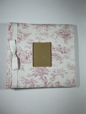 Vintage Pink/White Toile Padded Fabric Photo Album 13.5x13in For Large 12in Pics
