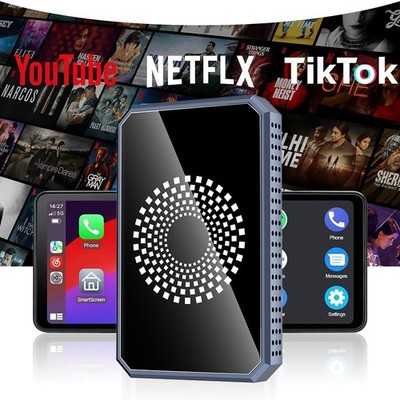5 IN 1 Wireless CarPlay AI Box Android Auto Adapter Converter w/ Netflix YouTube