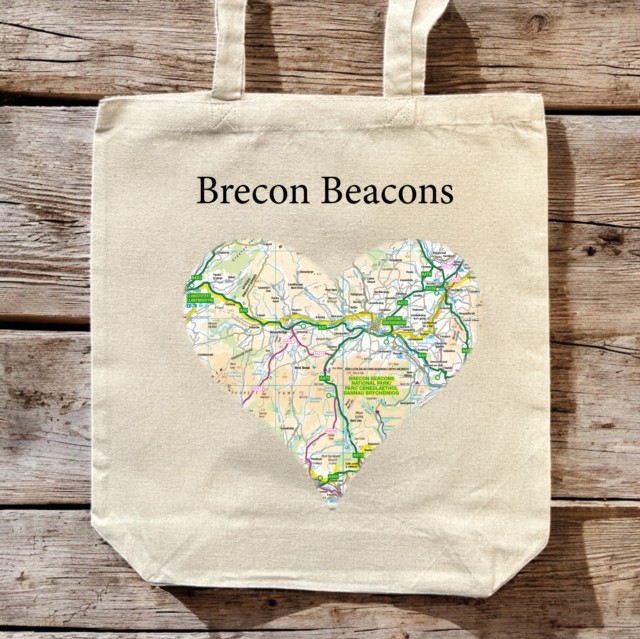OS Map Premium Canvas Tote Bag  Brecon Beacons National Park 5060995493459